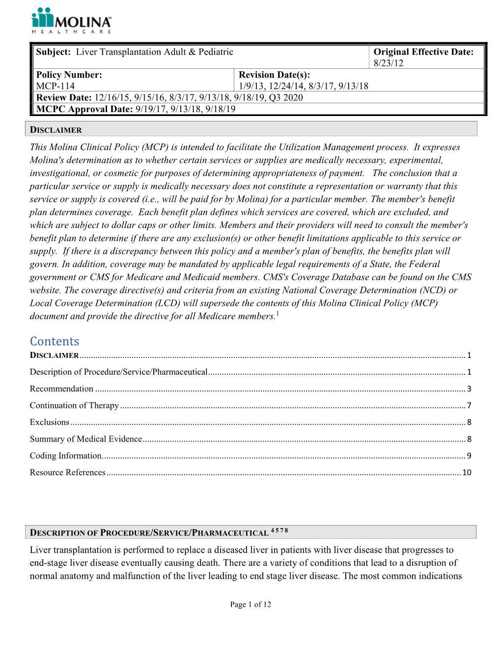 Liver Transplantation Adult Pediatric MCP 114