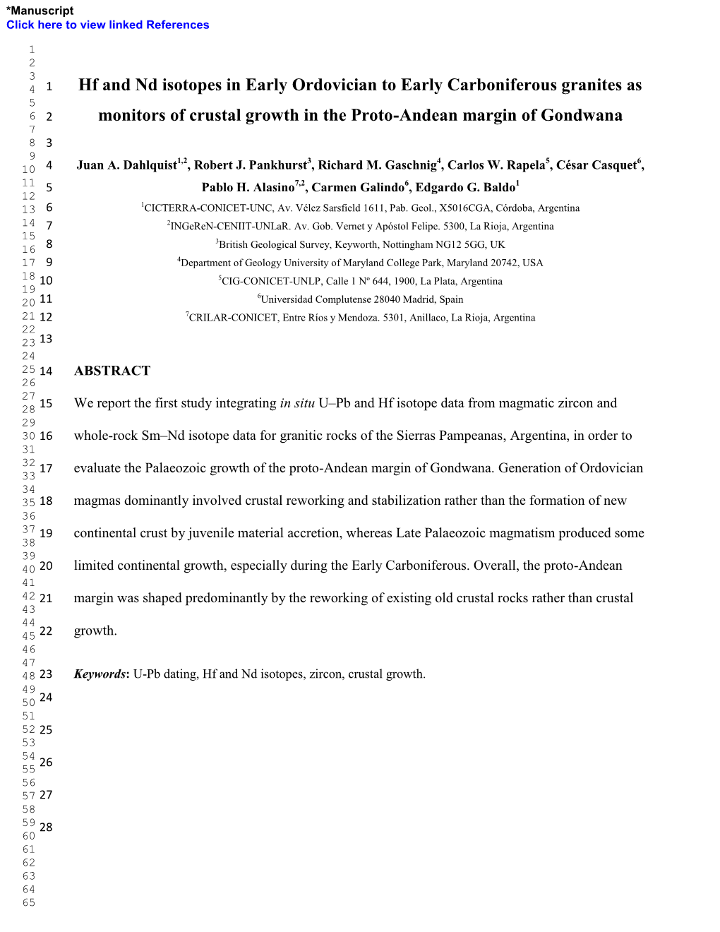 Hf and Nd Isotopes in Early Ordovician to Early Carboniferous