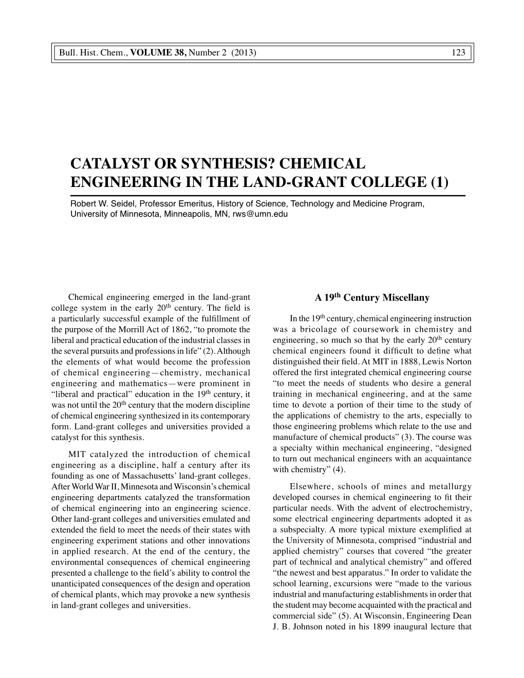 Chemical Engineering in the Land-Grant College (1)