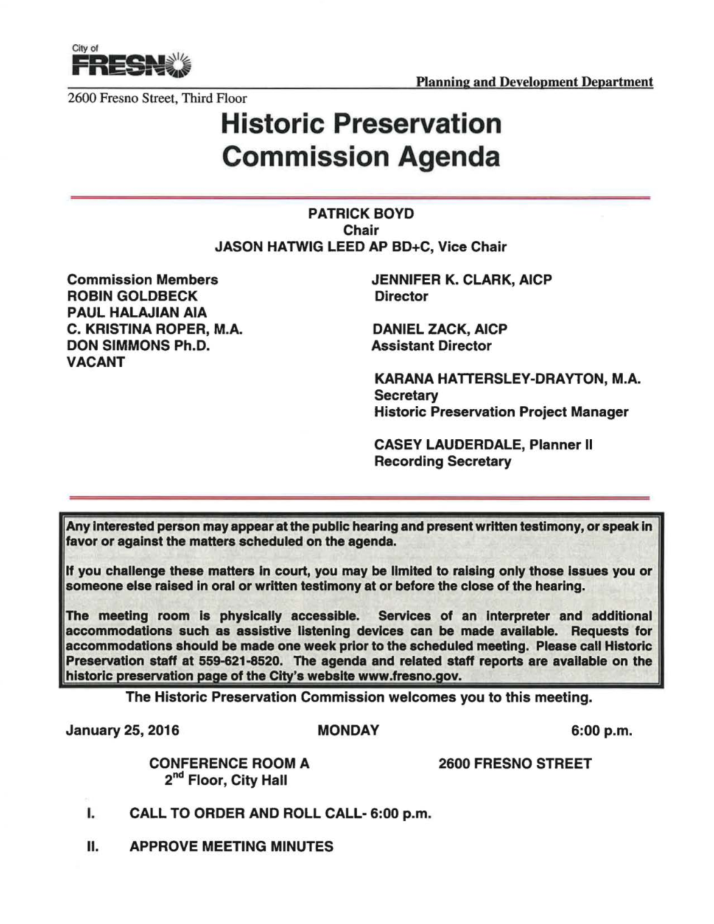 Historic Preservation Commission Agenda