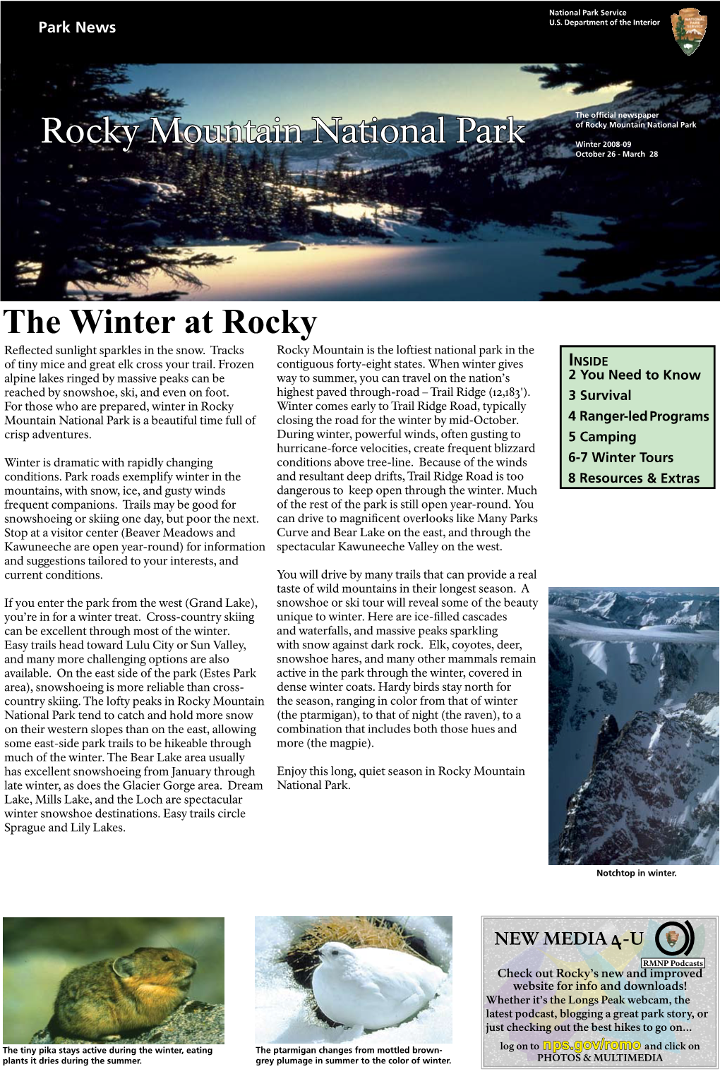 Rocky Mountain National Park the Official Newspaper the Winter At