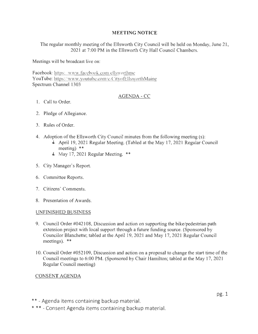 06-21-2021 Regular Council Meeting Packet Revised