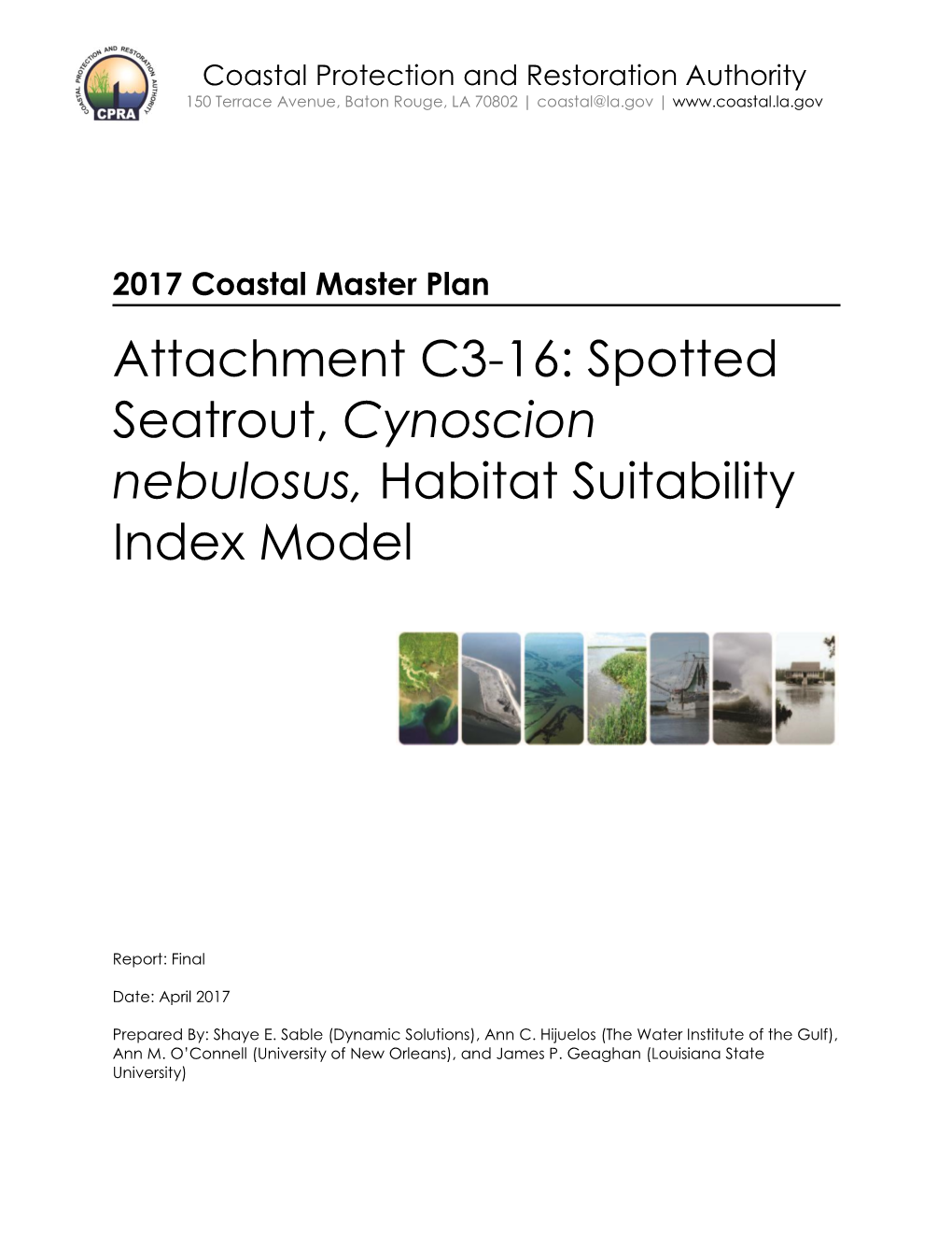 Spotted Seatrout Habitat Suitability Index Model