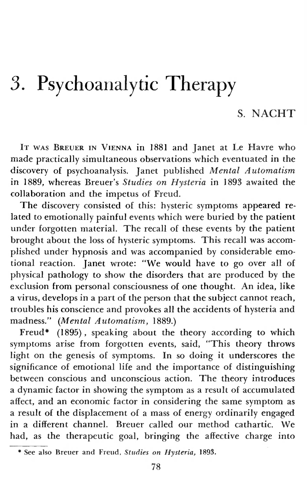 3. Psychoanalytic Therapy