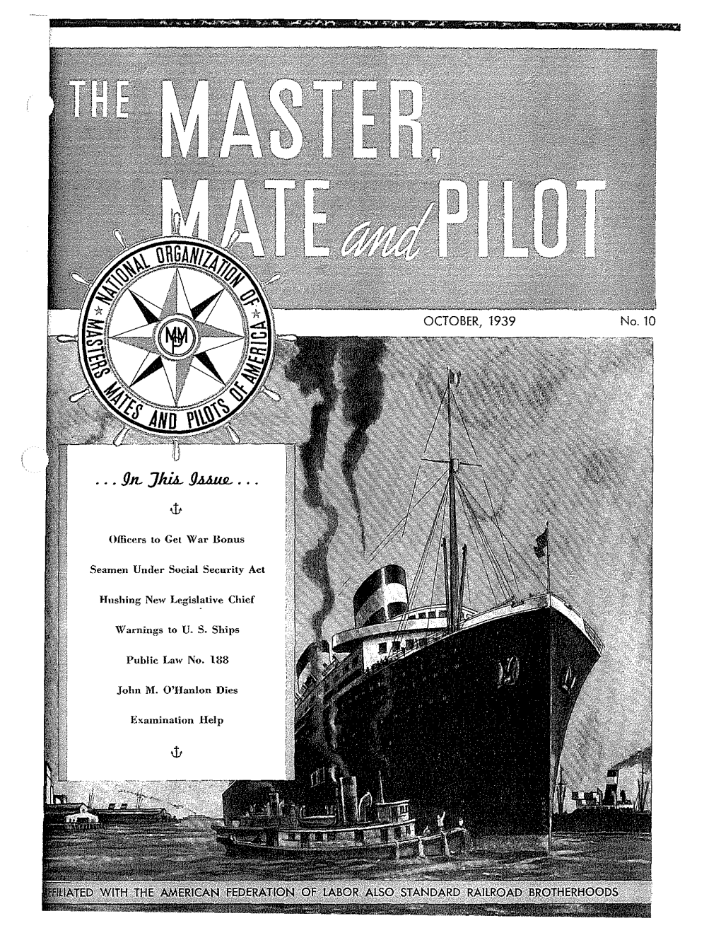 Master Mates and Pilots Magazine October 1939