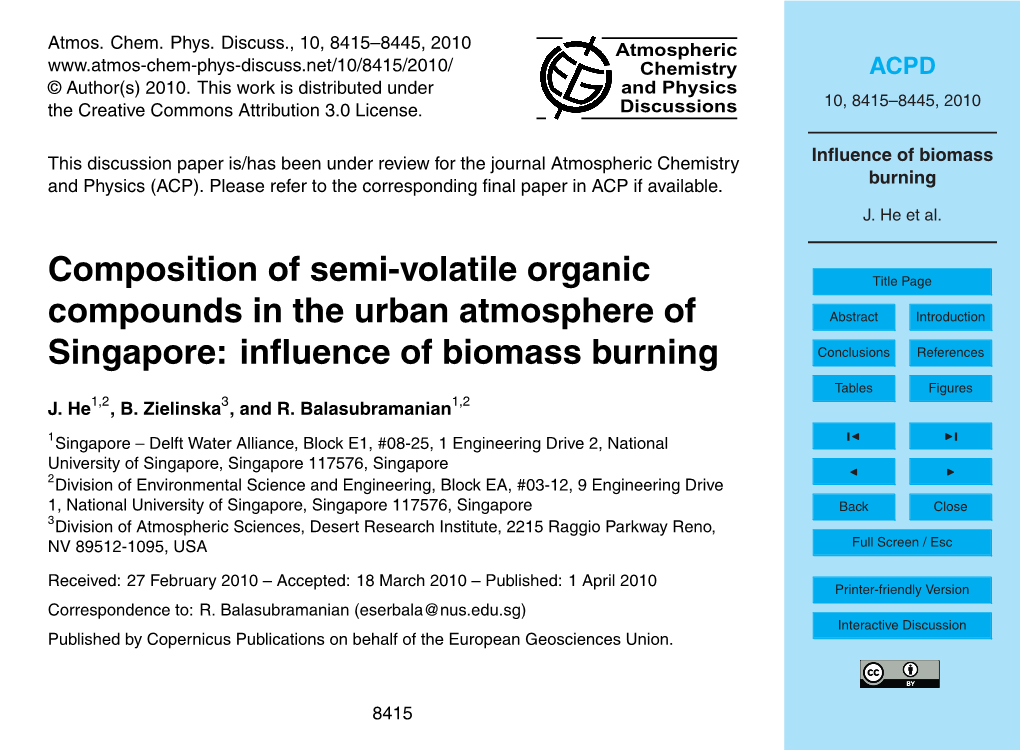 Influence of Biomass Burning