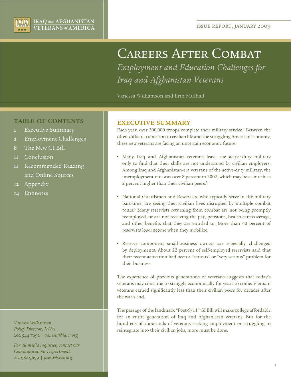 Careers After Combat Employment and Education Challenges for Iraq and Afghanistan Veterans