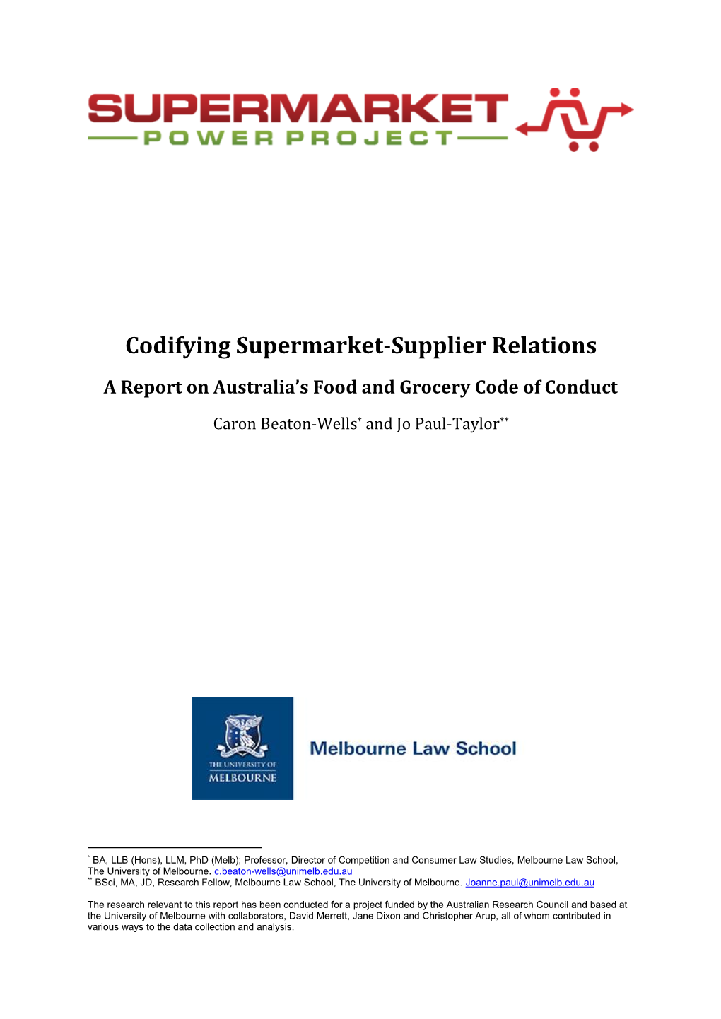 Codifying Supermarket-Supplier Relations