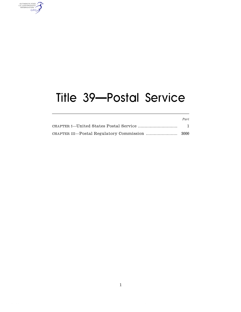 Title 39—Postal Service