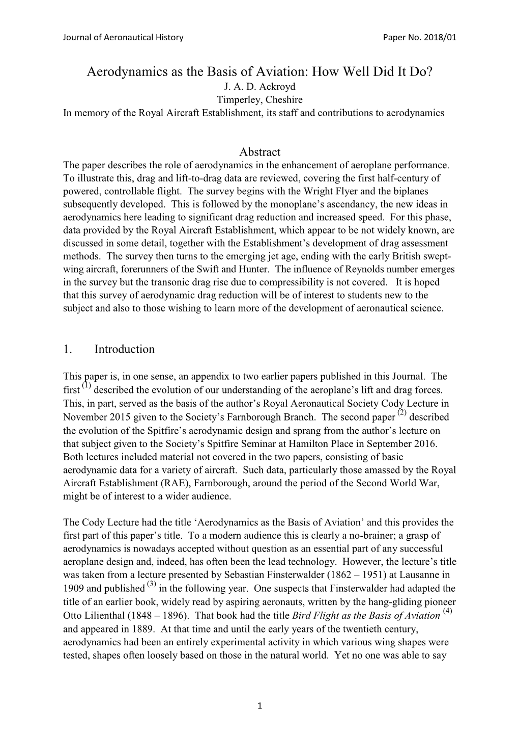 Aerodynamics As the Basis of Aviation: How Well Did It Do? J