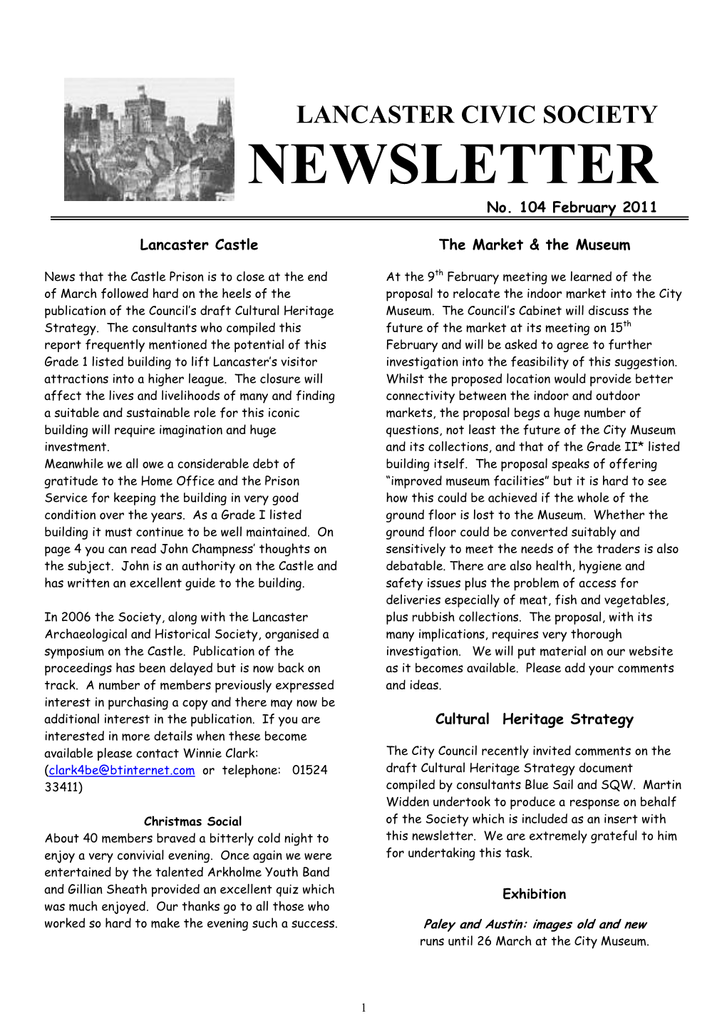 Newsletter 104 February 2011