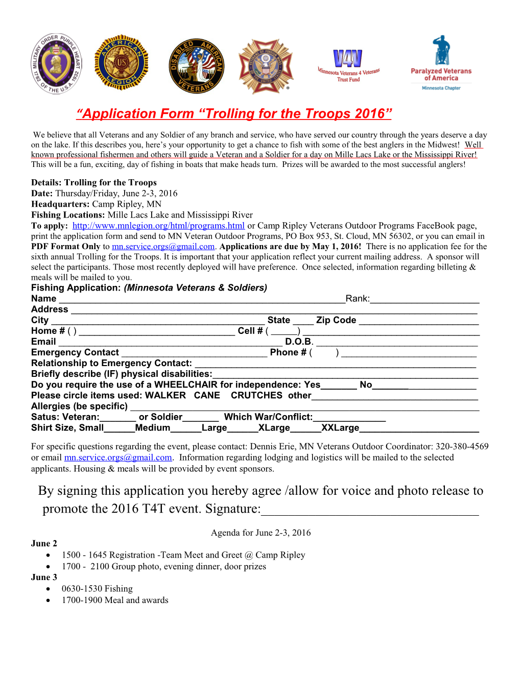 Application Form Trolling for the Troops 2016