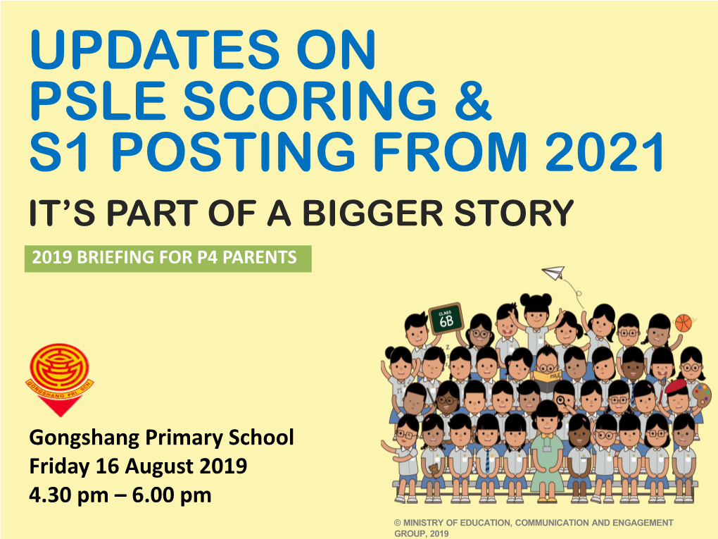 Updates on Psle Scoring & S1 Posting from 2021