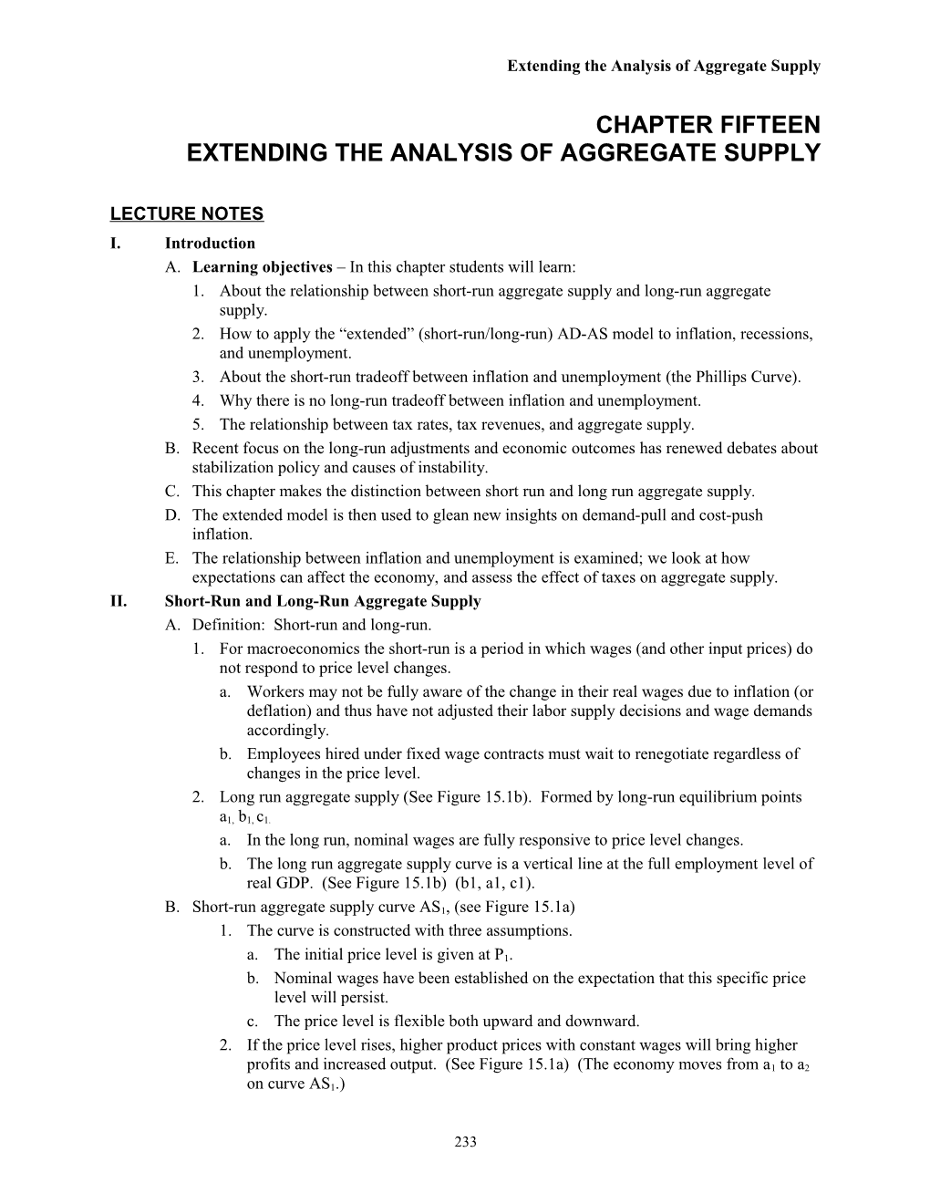 Extending the Analysis of Aggregate Supply