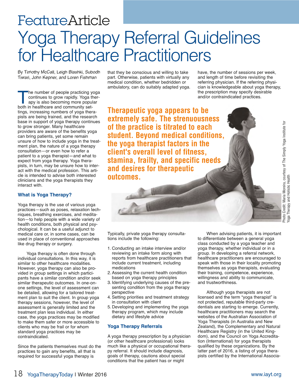 Yoga Therapy Referral Guidelines for Healthcare Practitioners