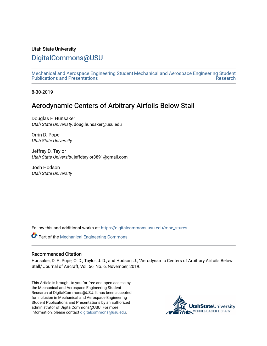 Aerodynamic Centers of Arbitrary Airfoils Below Stall