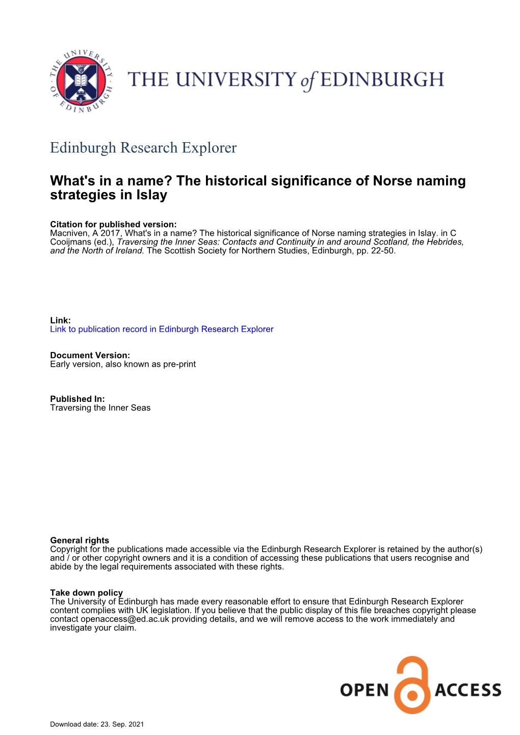 The Historical Significance of Norse Naming Strategies in Islay