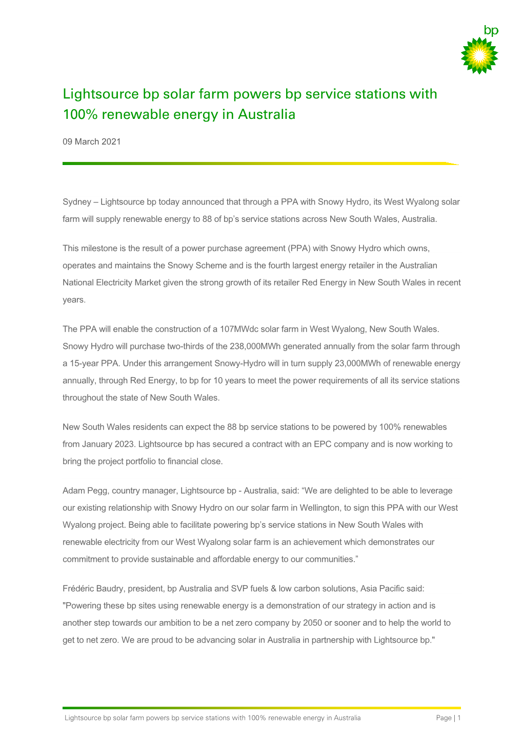 Lightsource Bp Solar Farm Powers Bp Service Stations with 100% Renewable Energy in Australia