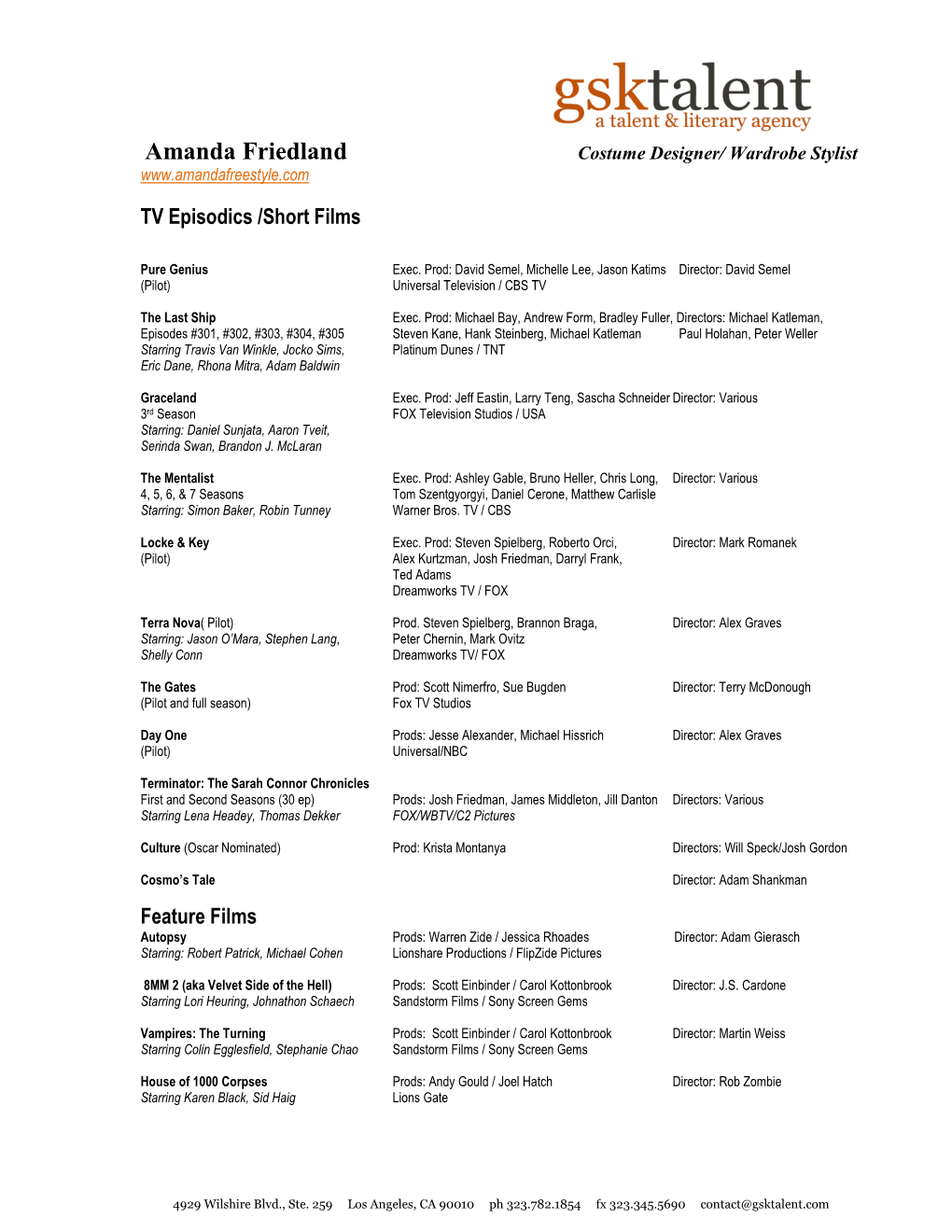 Amanda Friedland Resume