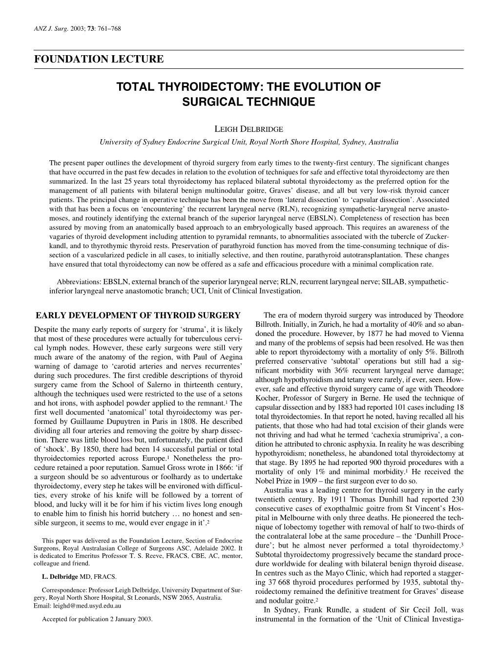 Total Thyroidectomy: the Evolution of Surgical Technique