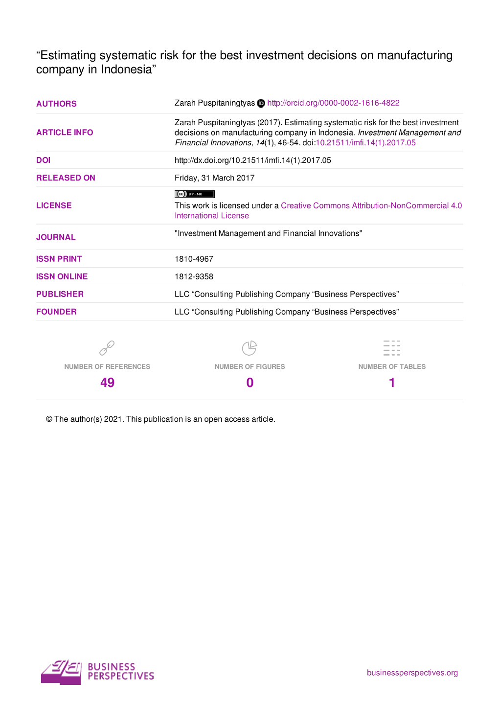 “Estimating Systematic Risk for the Best Investment Decisions on Manufacturing Company in Indonesia”