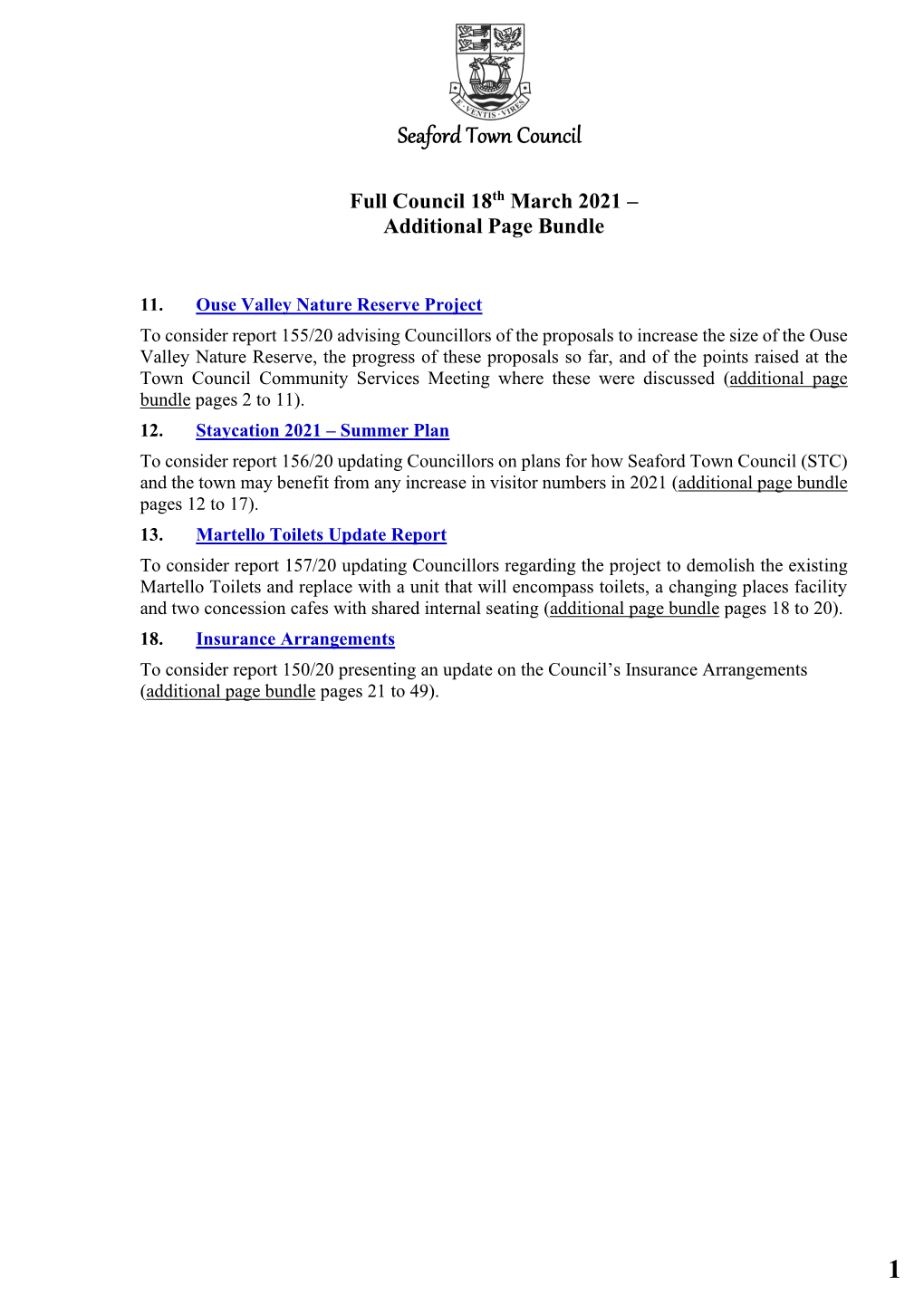 Full Council 18Th March 2021 – Additional Page Bundle