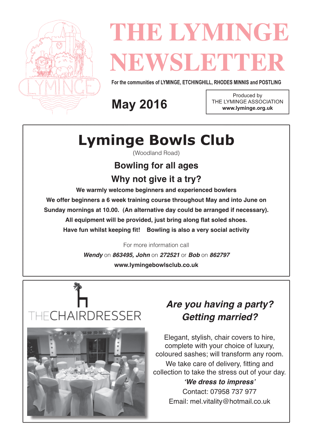 THE LYMINGE NEWSLETTER for the Communities of LYMINGE, ETCHINGHILL, RHODES MINNIS and POSTLING