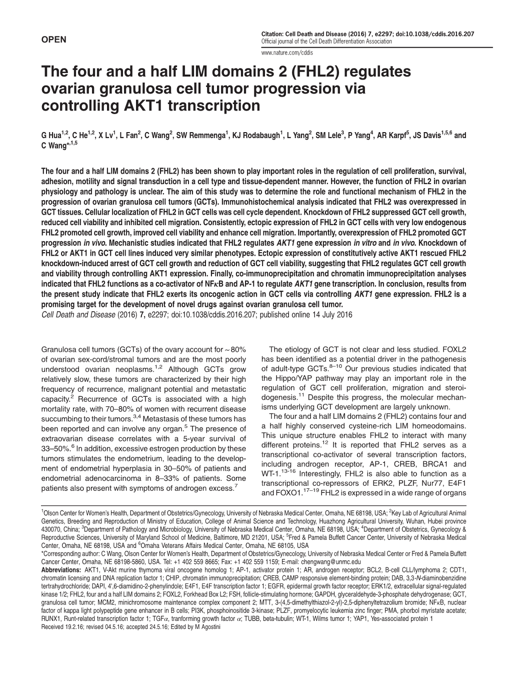 Regulates Ovarian Granulosa Cell Tumor Progression Via Controlling AKT1 Transcription