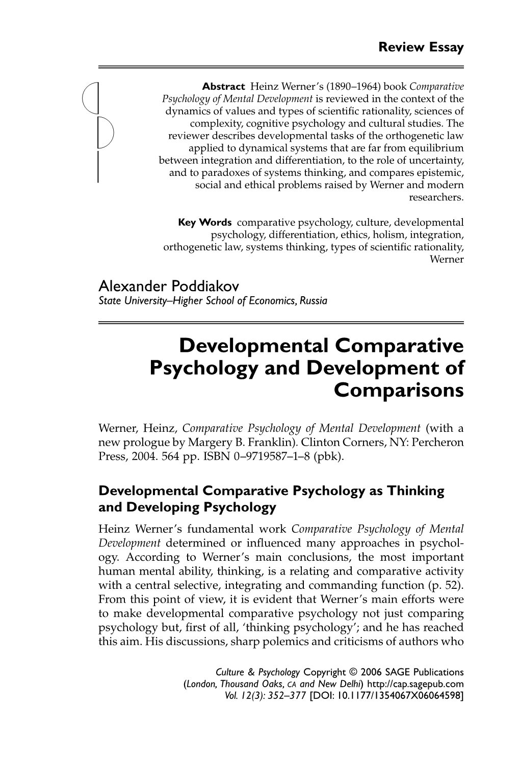 Developmental Comparative Psychology and Development of Comparisons