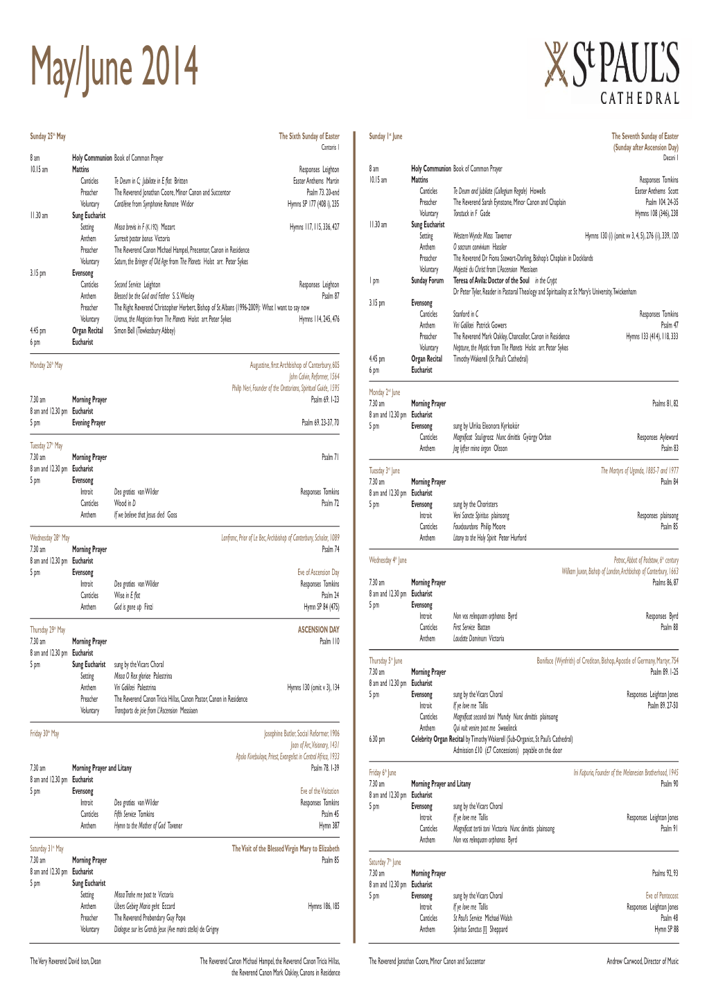 Service Schedule Beginning 25 May BASIC SHEET.Qxd