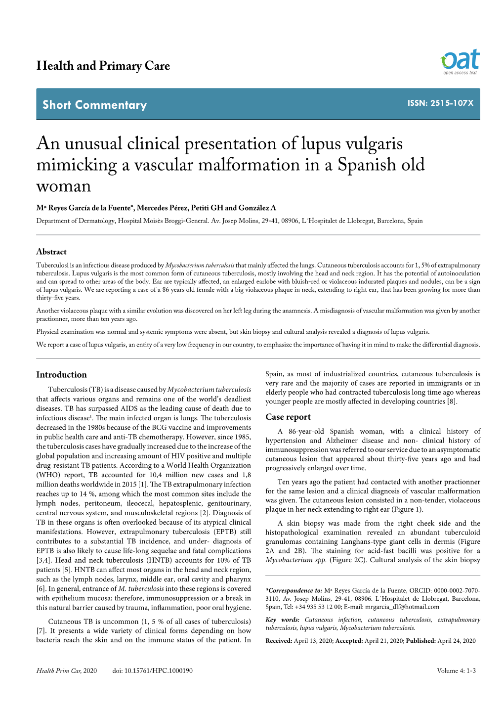 An Unusual Clinical Presentation of Lupus Vulgaris Mimicking a Vascular