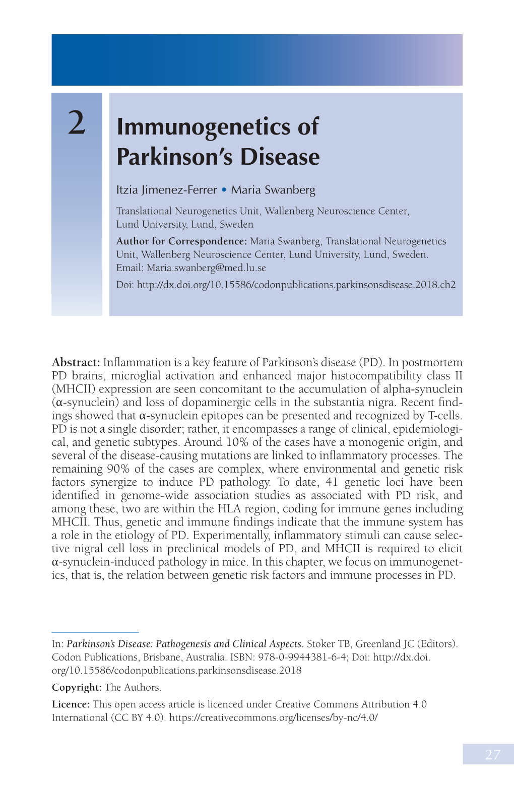 2 Immunogenetics of Parkinson's Disease