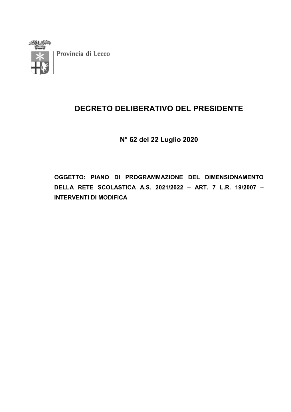 Decreto Deliberativo Del Presidente