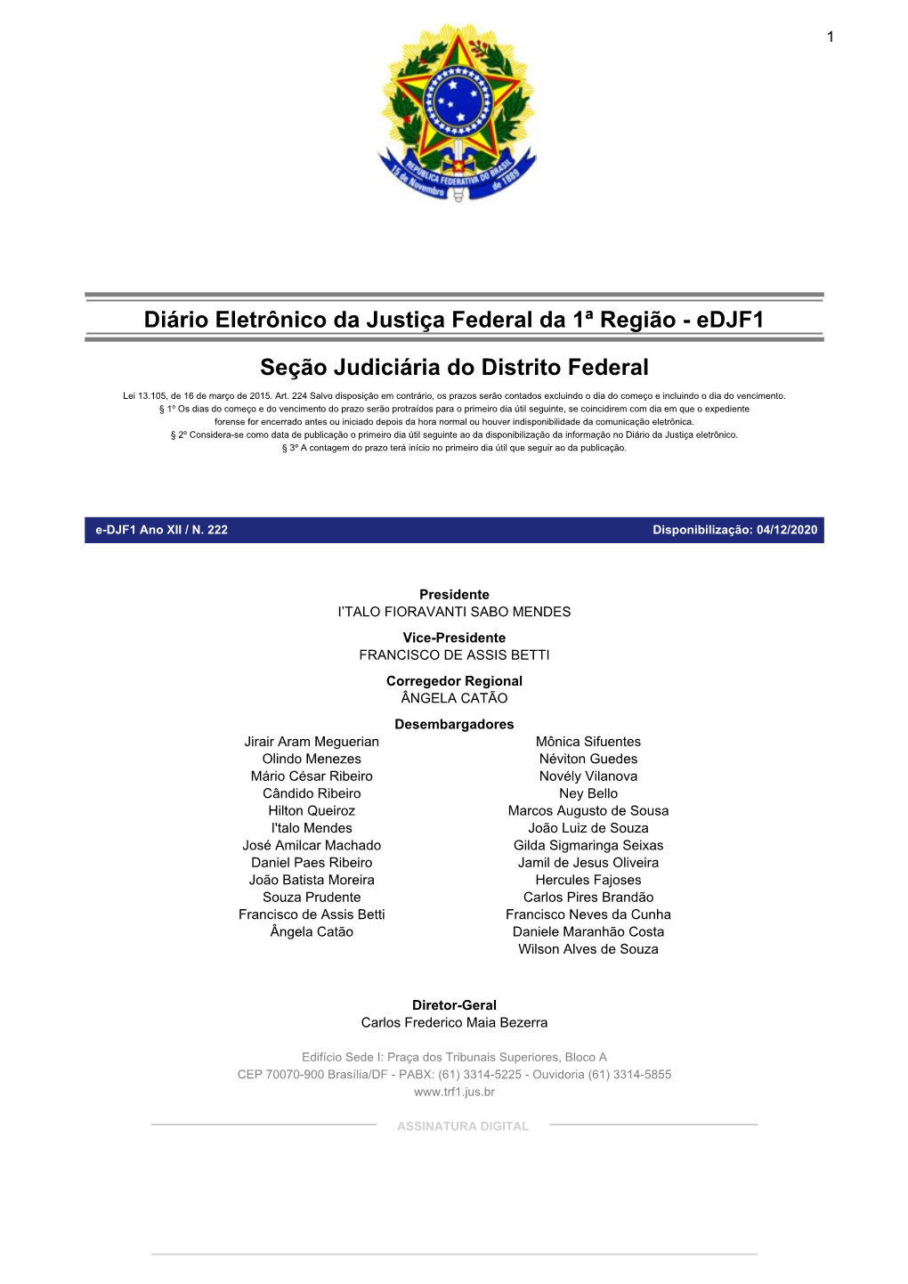 Diário Eletrônico Da Justiça Federal Da 1ª Região - Edjf1