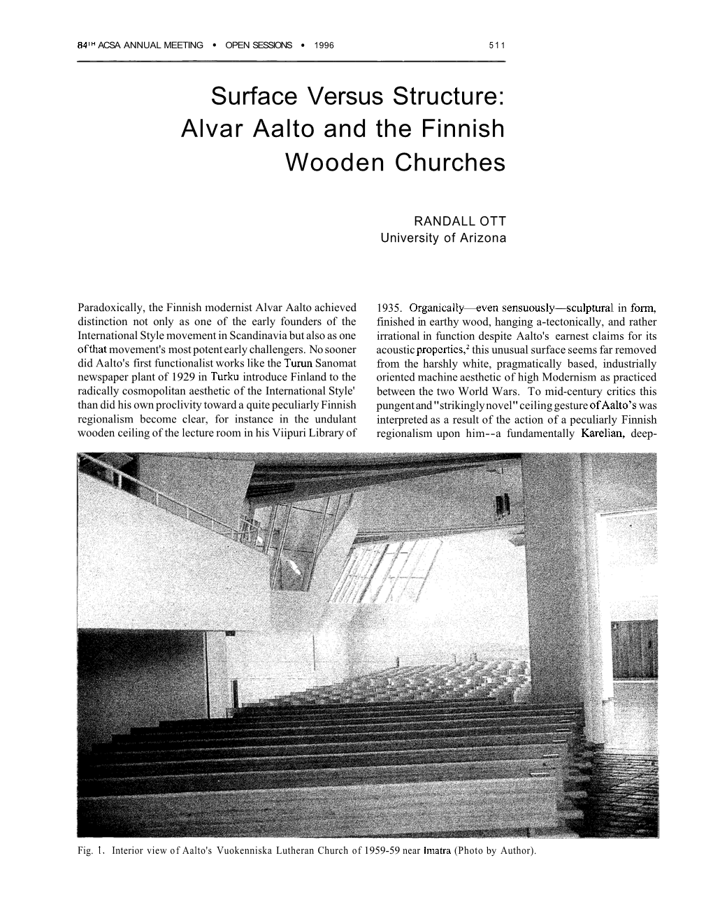 Surface Versus Structure: Alvar Aalto and the Finnish Wooden Churches