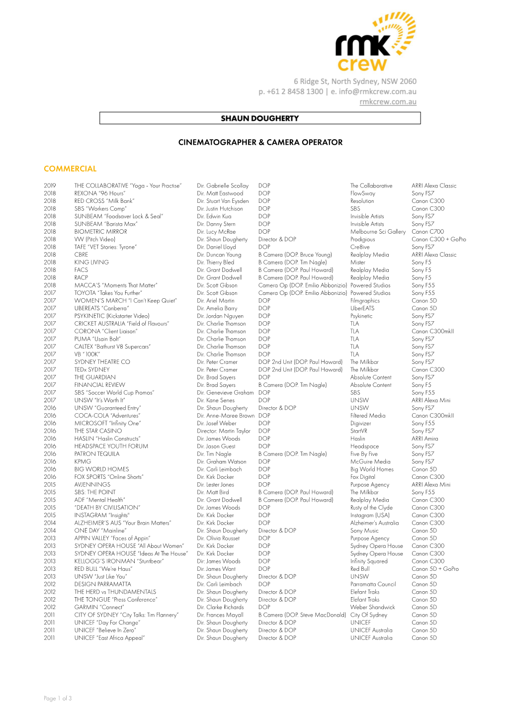 RMK Shaun Dougherty CV