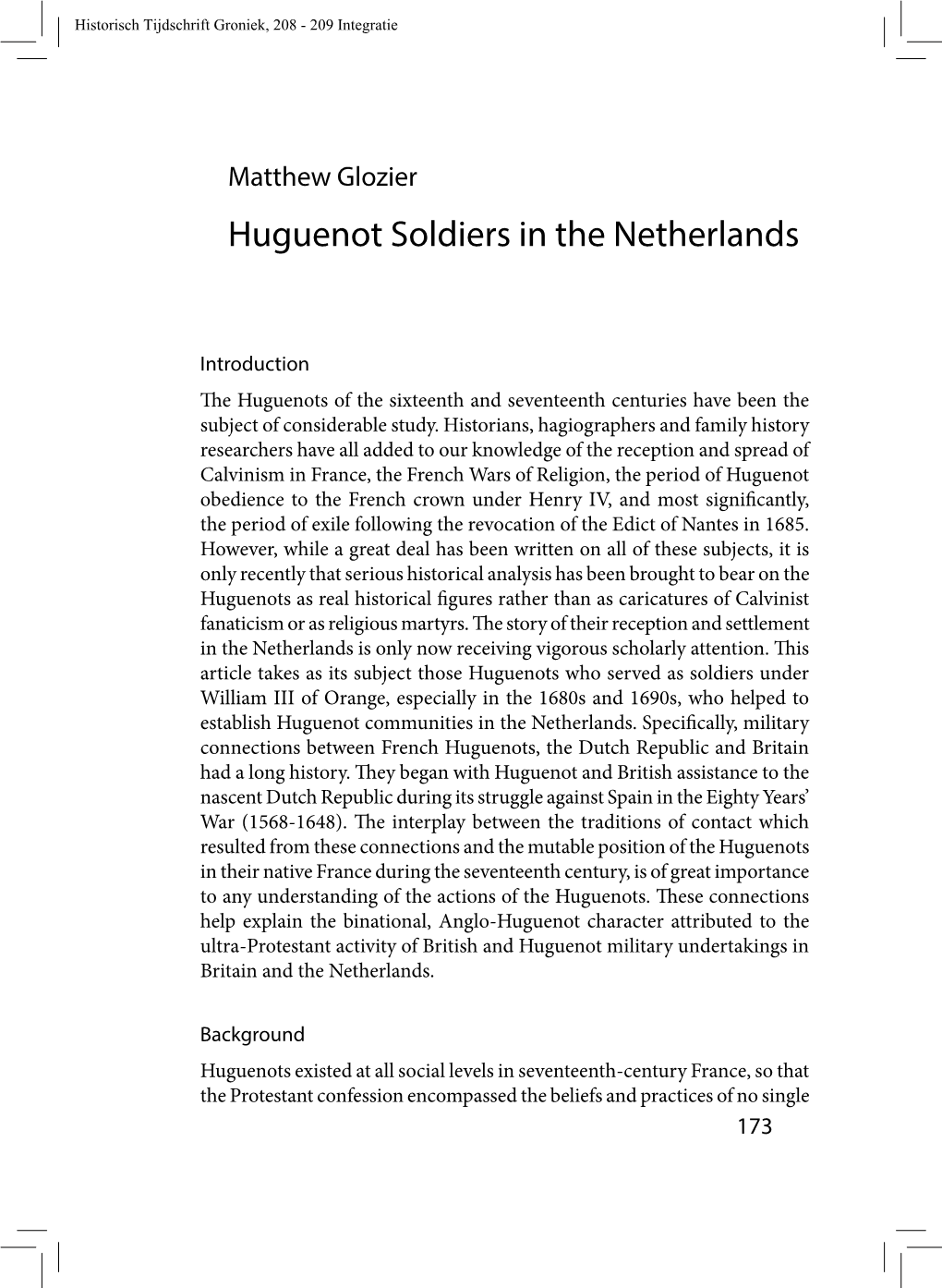 Huguenot Soldiers in the Netherlands