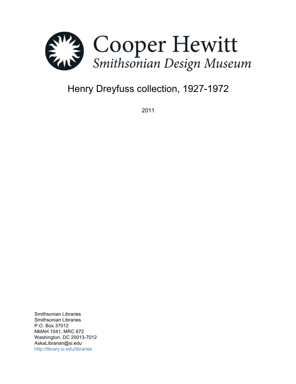 Henry Dreyfuss Collection, 1927-1972