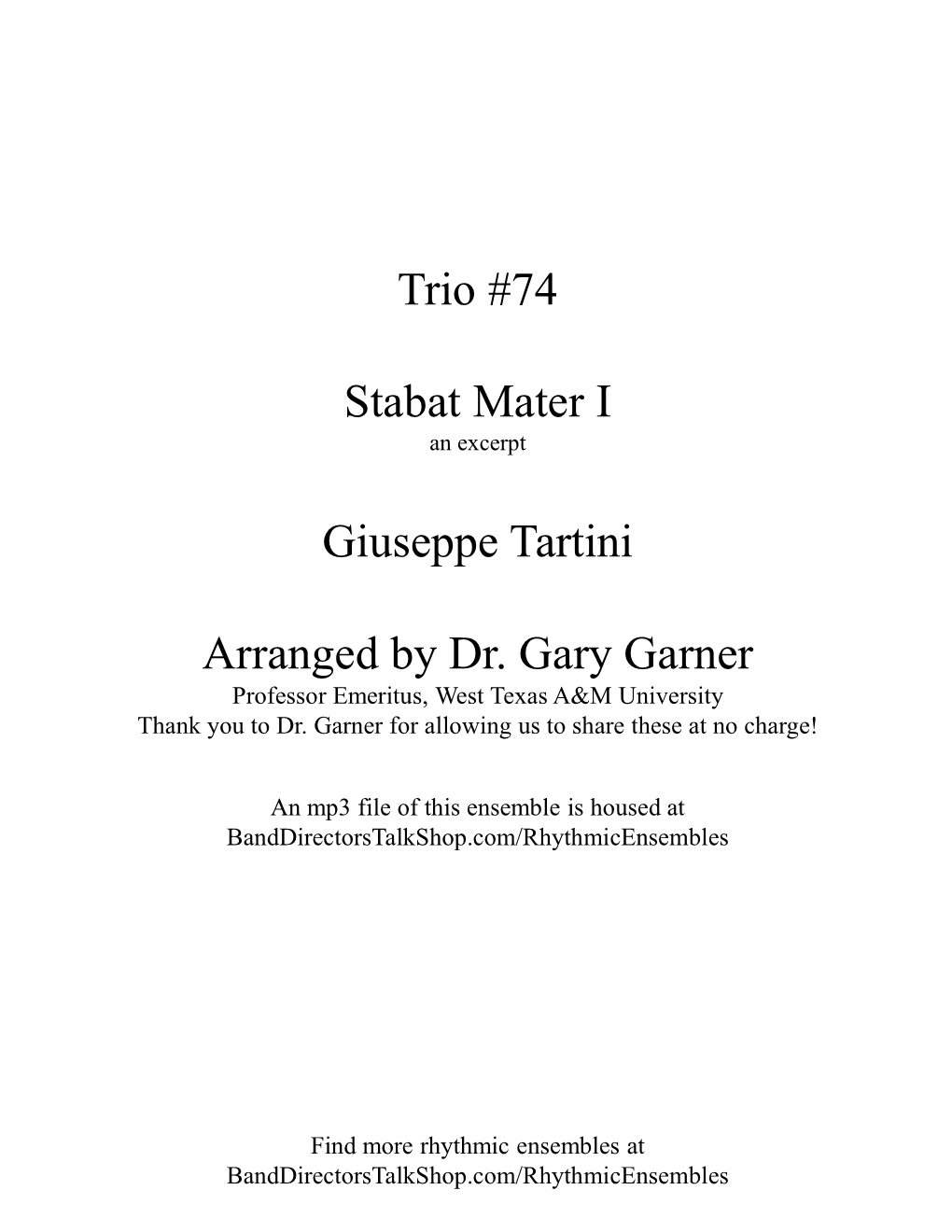 Trio #74 Stabat Mater I Giuseppe Tartini