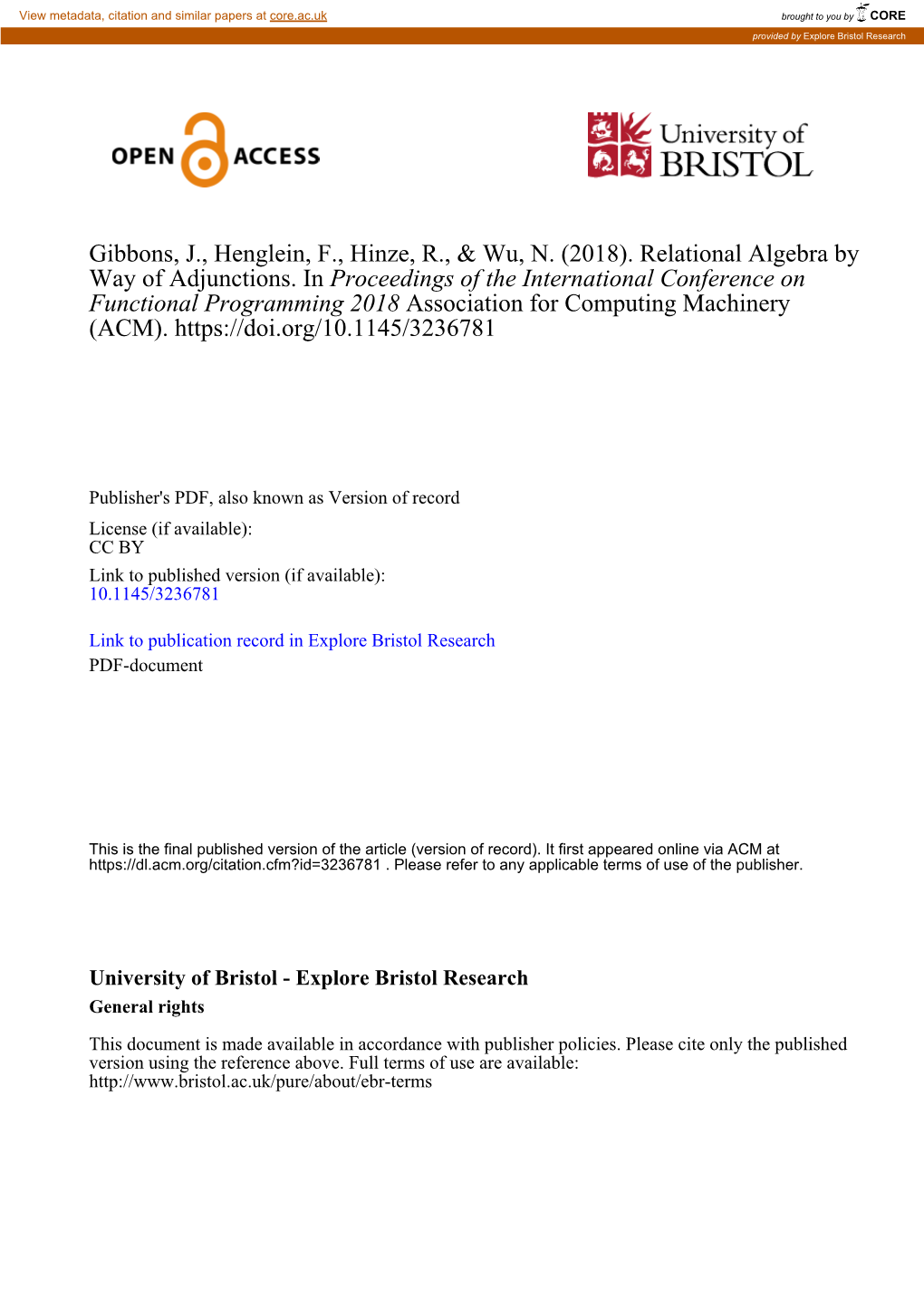 Relational Algebra by Way of Adjunctions