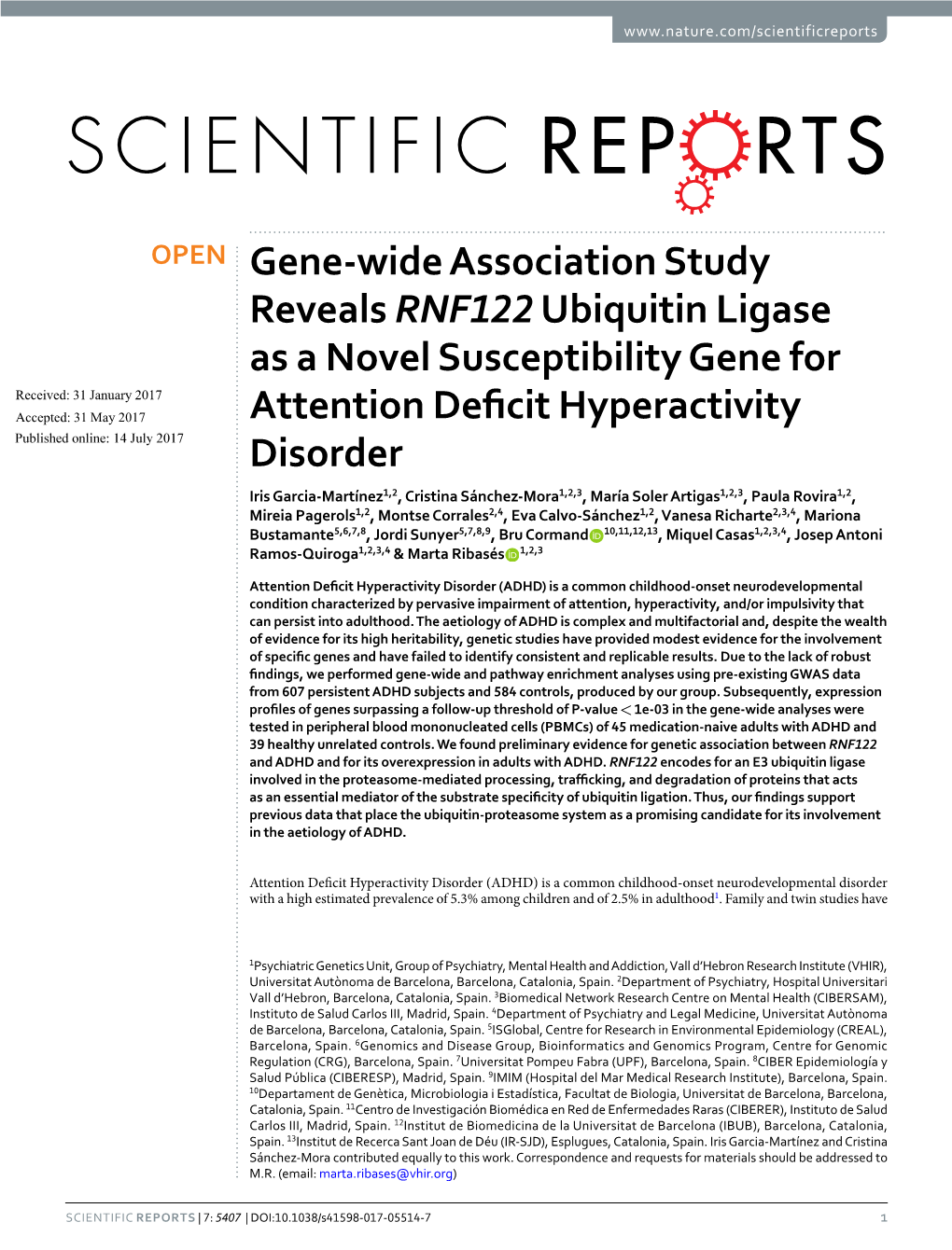 Gene-Wide Association Study Reveals RNF122 Ubiquitin Ligase As A