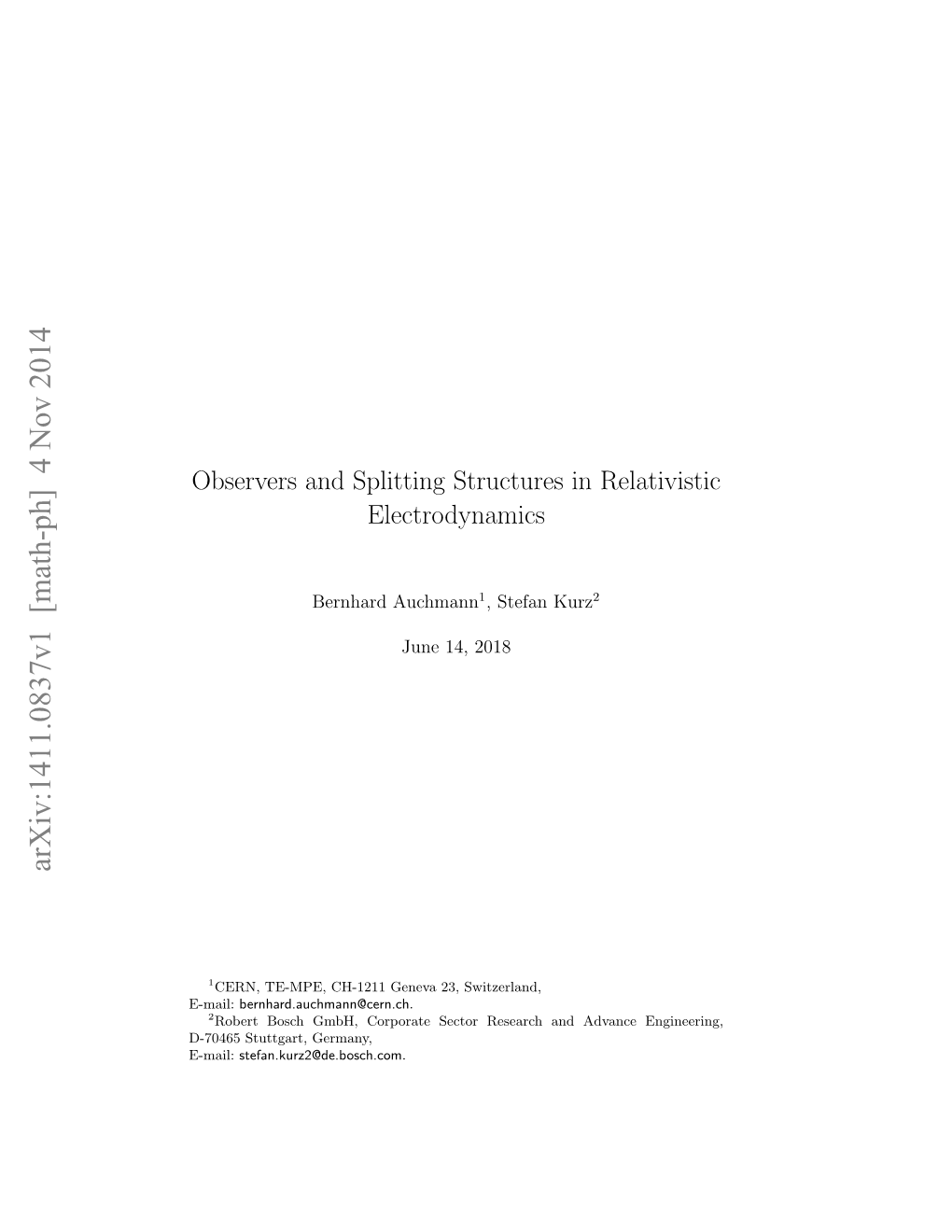 Arxiv:1411.0837V1 [Math-Ph] 4 Nov 2014