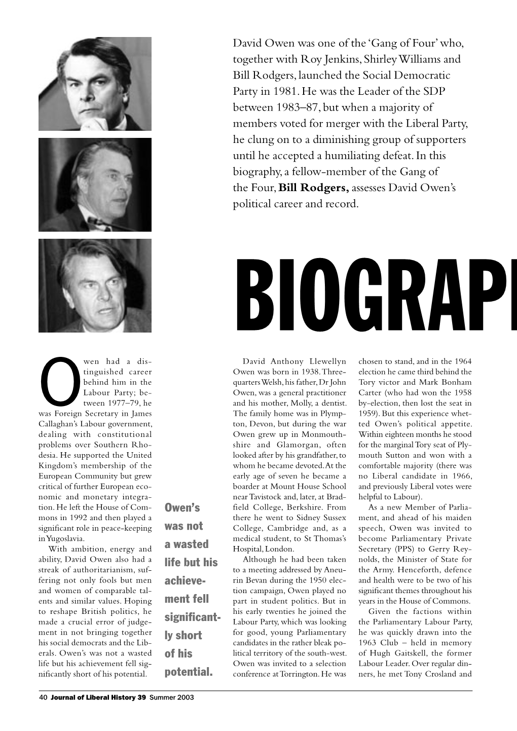 39 Rodgers David Owen Biography