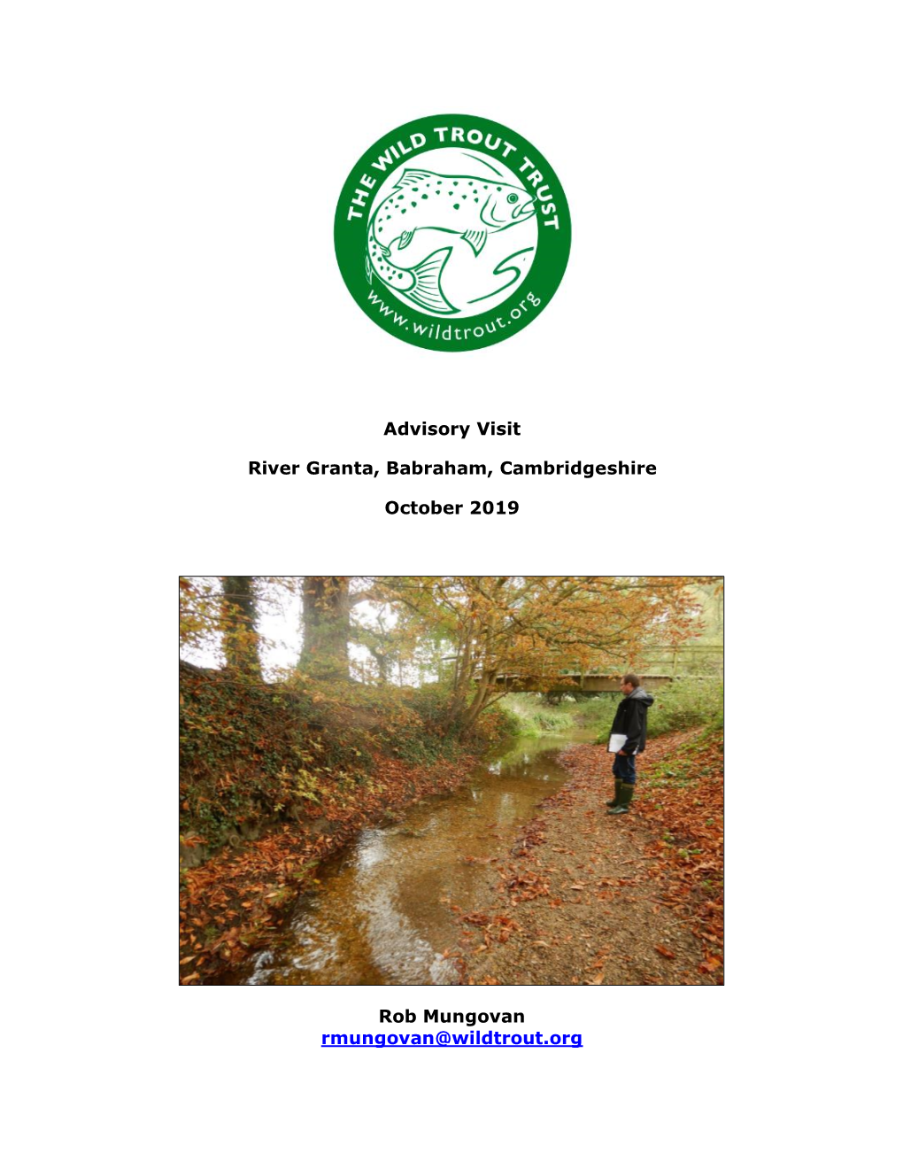 Advisory Visit River Granta, Babraham, Cambridgeshire October 2019