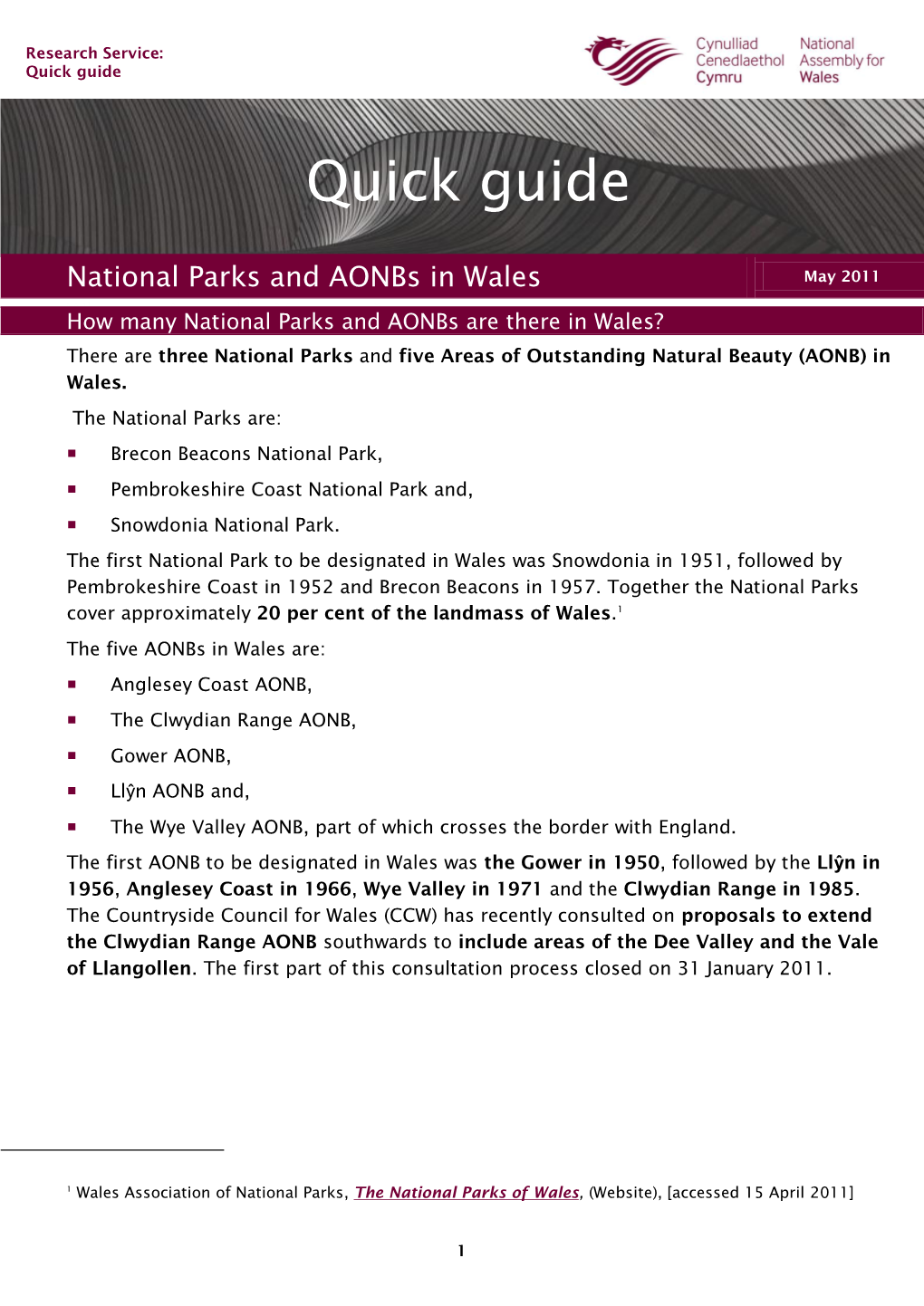 National Parks and Aonbs in Wales