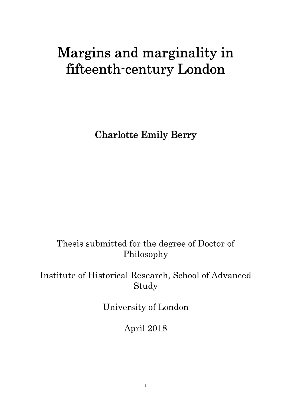 Margins and Marginality in Fifteenth-Century London