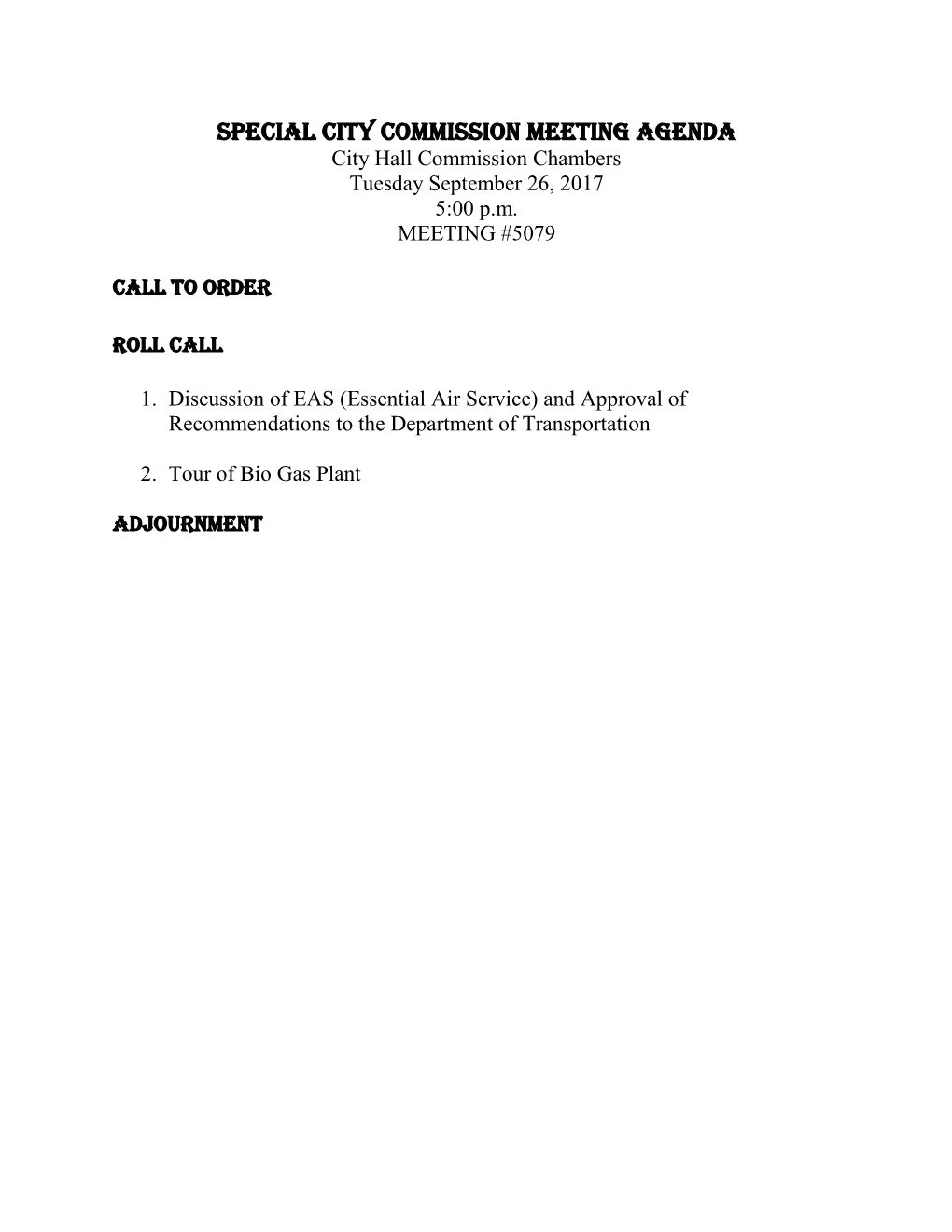 Commission Agenda