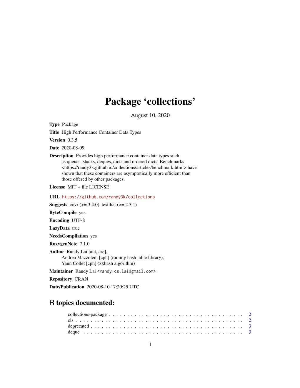 Package 'Collections'