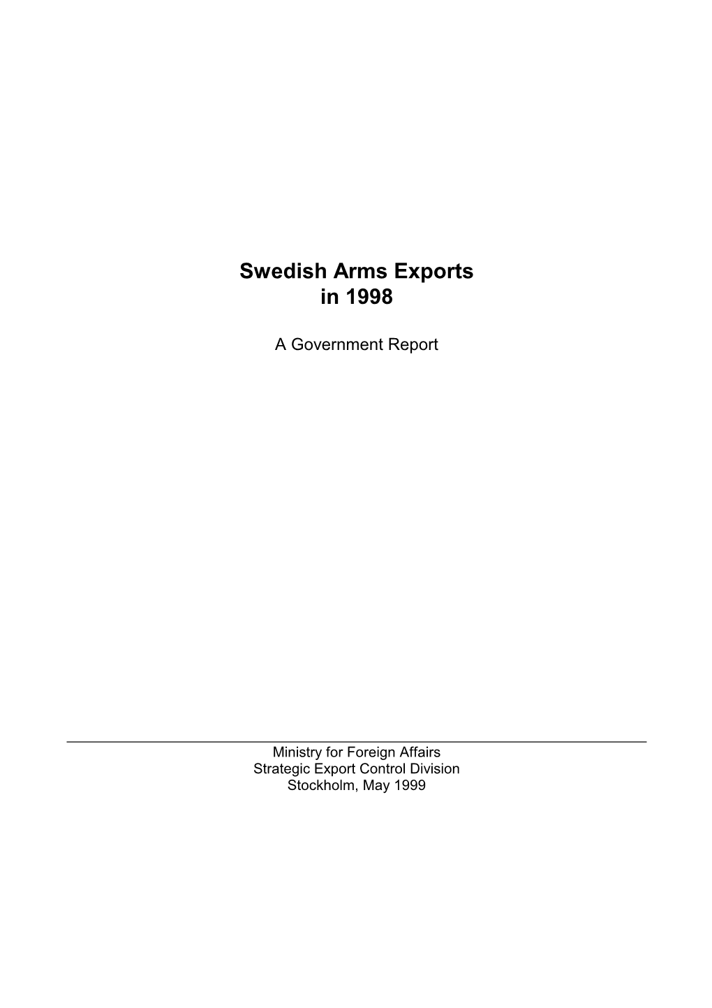 Swedish Government Report to Parliament