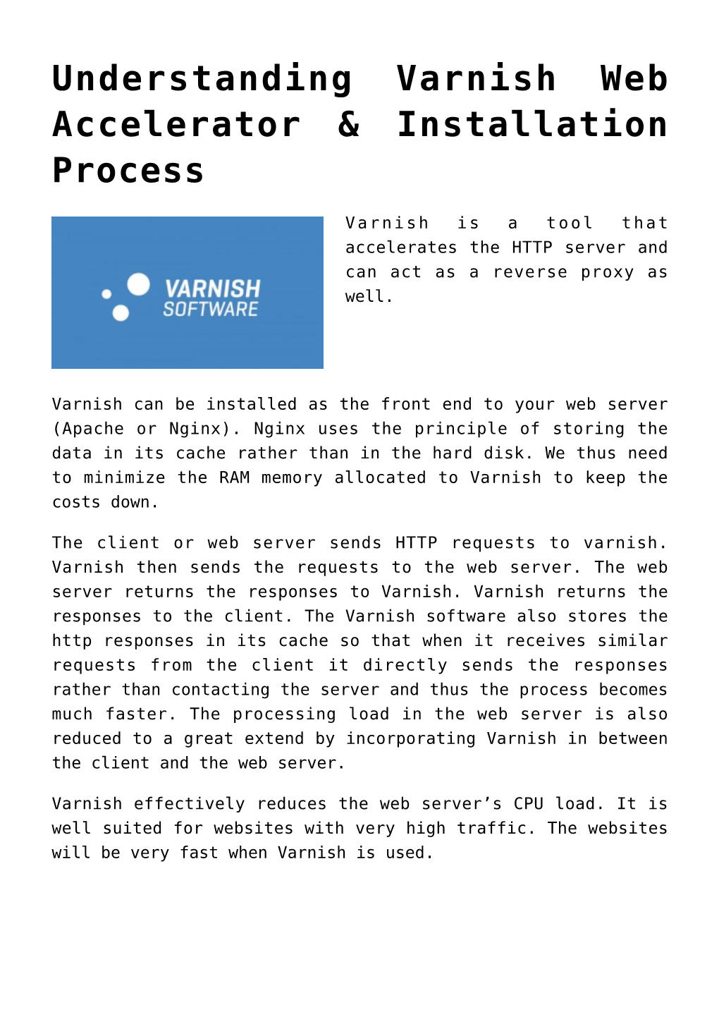 Understanding Varnish Web Accelerator & Installation